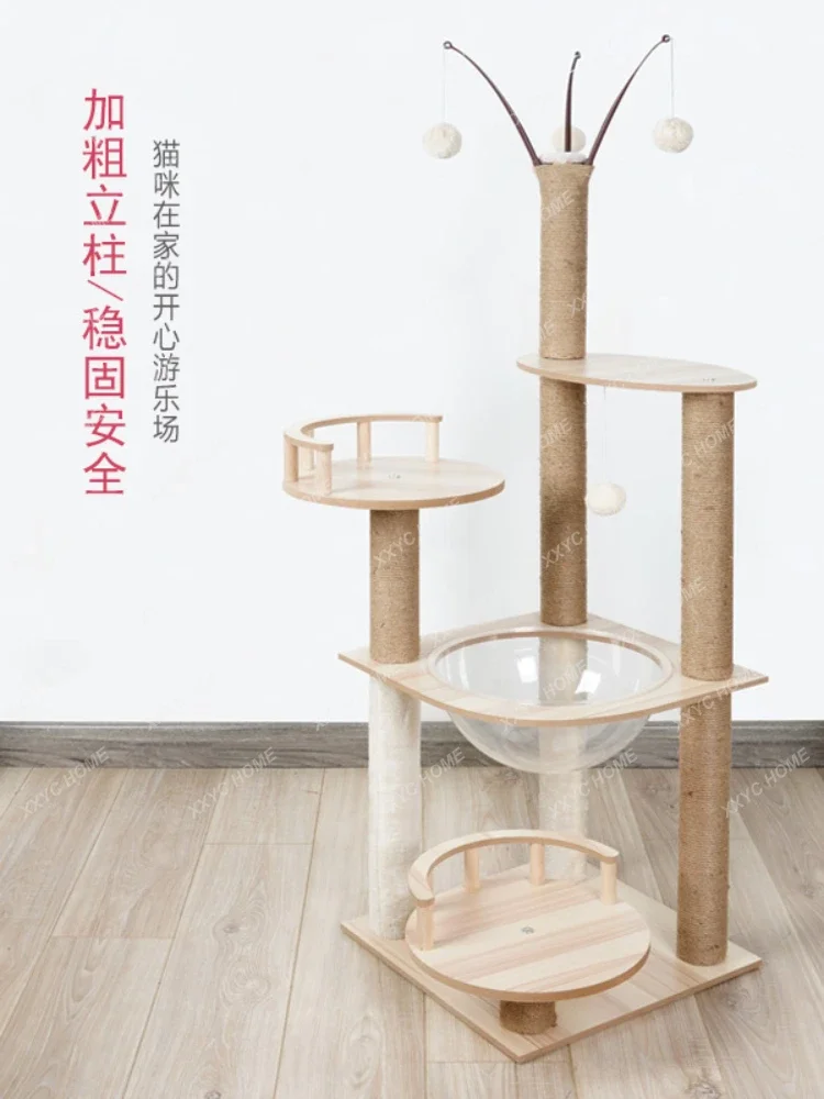 

Cat Climbing Frame Cat Litter Cat Tree Integrated Large Solid Wood Cat Scratch Board Space Capsule Cat Jumping Platform