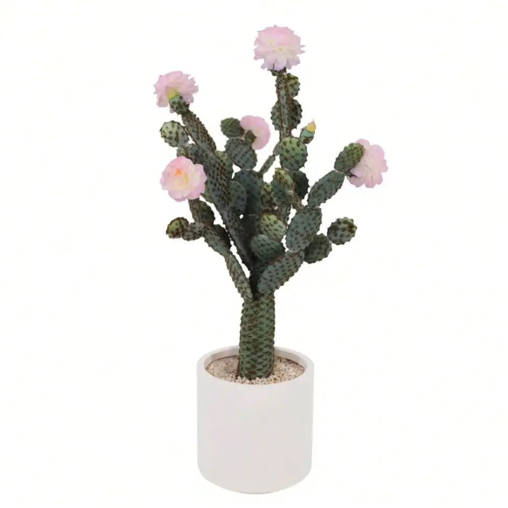 

5Ft Artificial Cactus, Tall UV Resistant Faux Cacti Plant, Realistic Texture Fake Cactus Saguaro Potted Plants For Indoor Outdoor Home Office Store Garden Decoration Green Pink