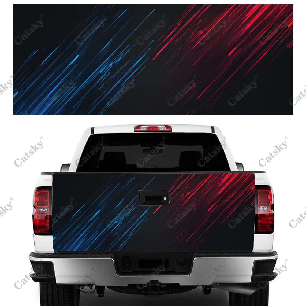 Red and Blue Art Truck Tailgate Wrap Professional Grade Material Universal Fit for Full Size Trucks Weatherproof