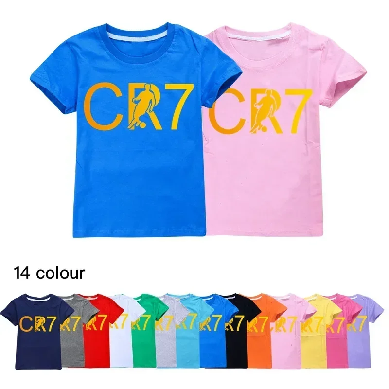 

Fashion kids CR7 Football Star T Shirt Children New Kawaii Funny Summer Cartoon 3D T-shirt For Kids Clothing Unisex Tees Shirts