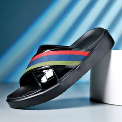 Men's Casual Non-slip Soft Soled Beach Shoes Summer Fashion Wear Flip-flops Male Sports Sandals New Cow Leather Slippers for Men