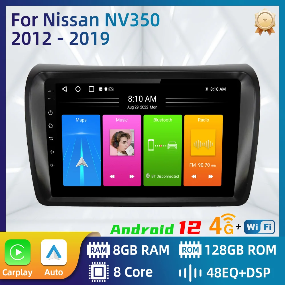 Android Car Radio for Nissan NV350 2012 - 2019 Caravan 2 Din Multimedia FM RDS WIFI GPS Navigation Stereo Carplay Auto Autoradio