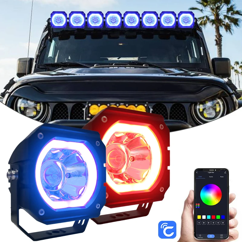 4-Inch Auxiliary RGB LED Light Bar High Brightness App-Controllable Fog Driving Light