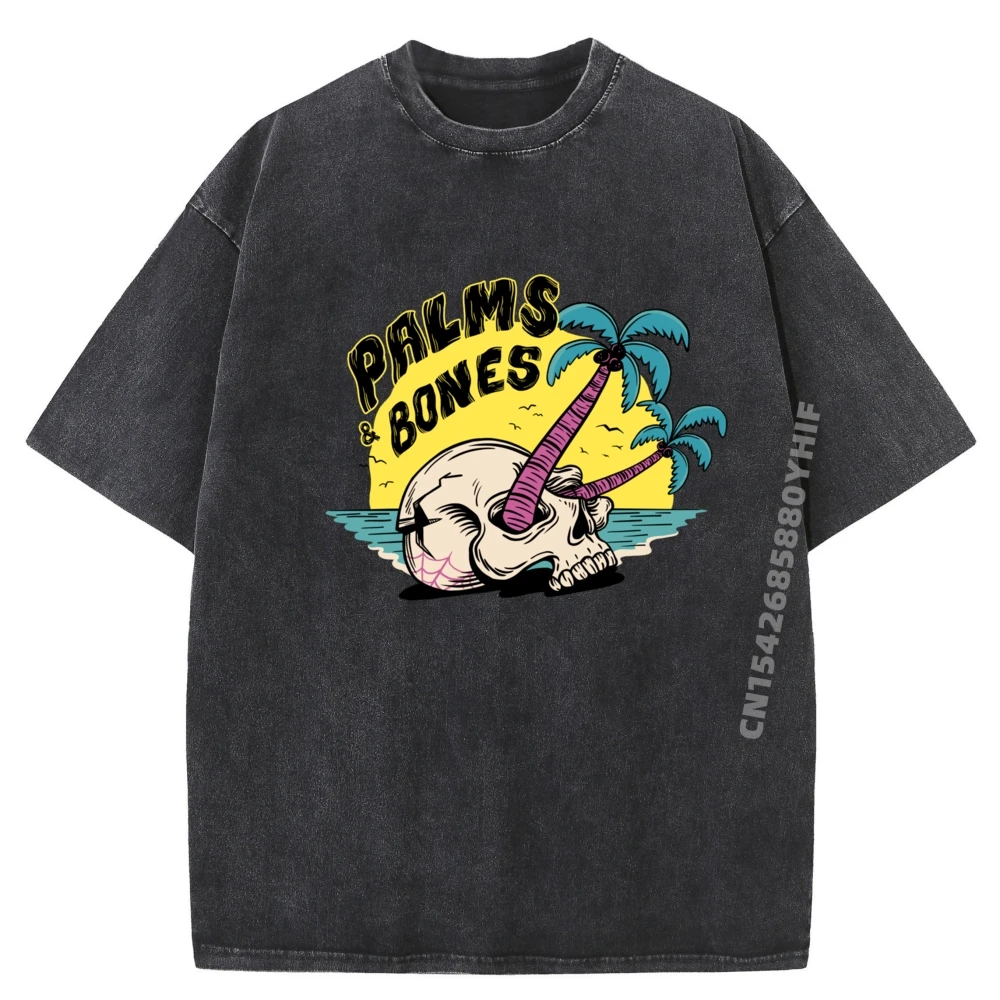

Palm And Bones Surf Retro Cartoon Vintage Style Vibe Oversized T Shirt Mens Streetwear Wear Tshirts Printed On