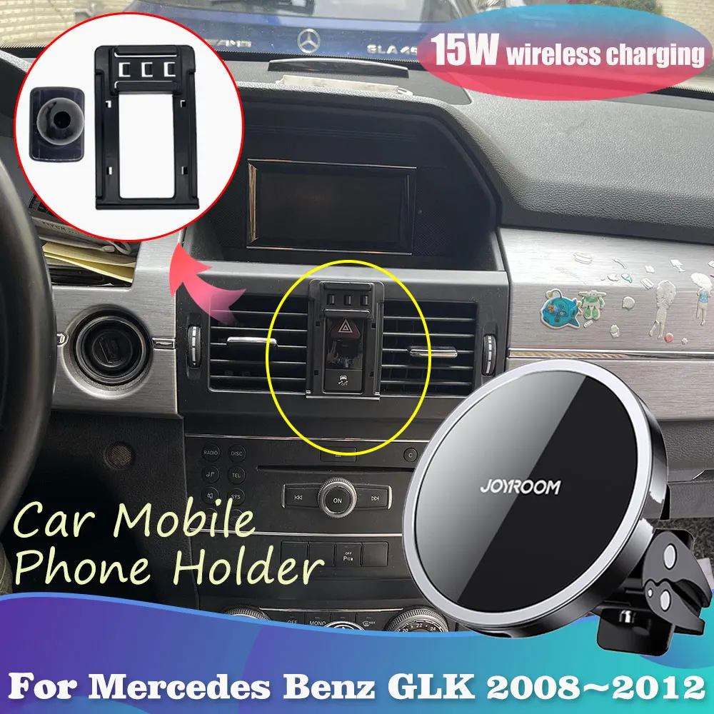 

15W Car Phone Holder for Mercedes Benz GLK Class 280 300 350 X204 2008~2012 Magnetic Wireles Charging Support Sticker Accessorie