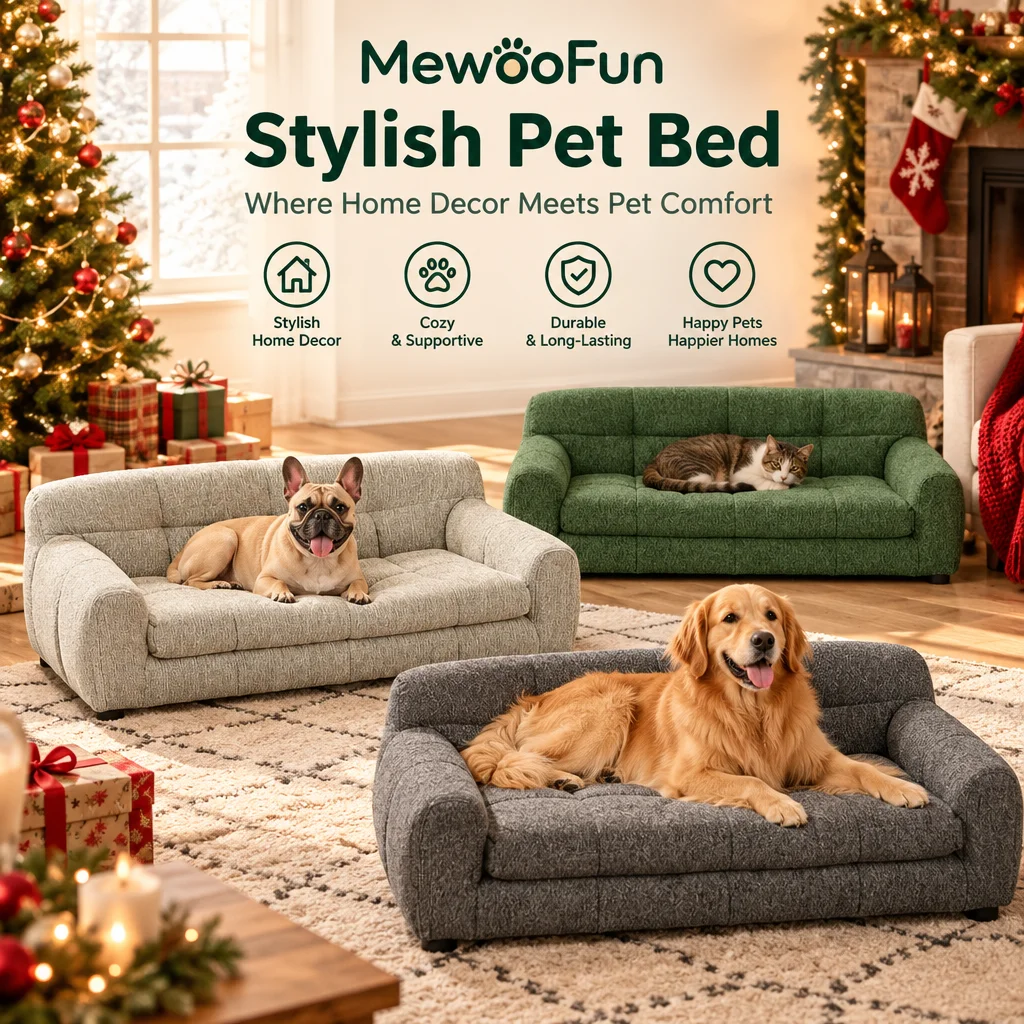 Pet Sofa with Backrest and Armrests, Short Legs, Stable Dog Recliner, Breathable Pet Furniture Suitable for Medium and Large Dogs, Modern Rectangular Pet Sofa