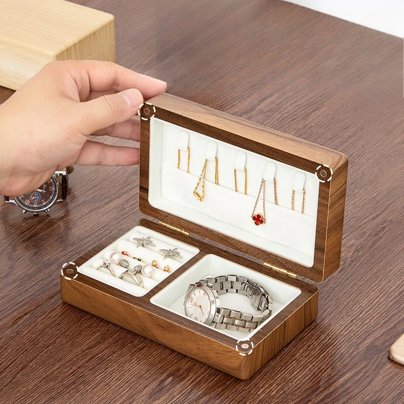 Luxury Wooden Jewelry Storage Box Premium Exquisite Case for Rings Earrings & Necklace Collection