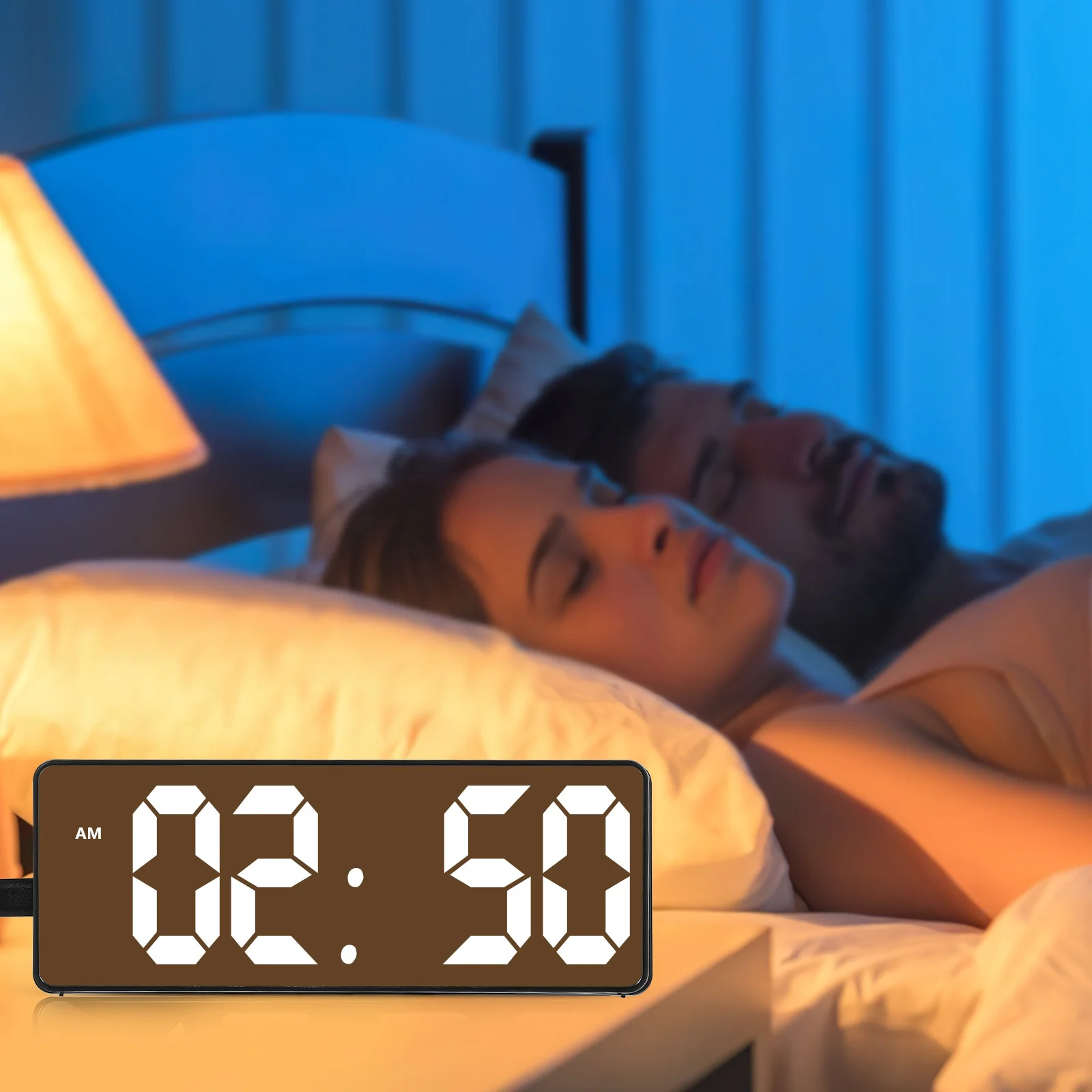 

LED Digital Alarm Clock Large Design Adjustable Brightness Bedroom Desk Clock Digital Display