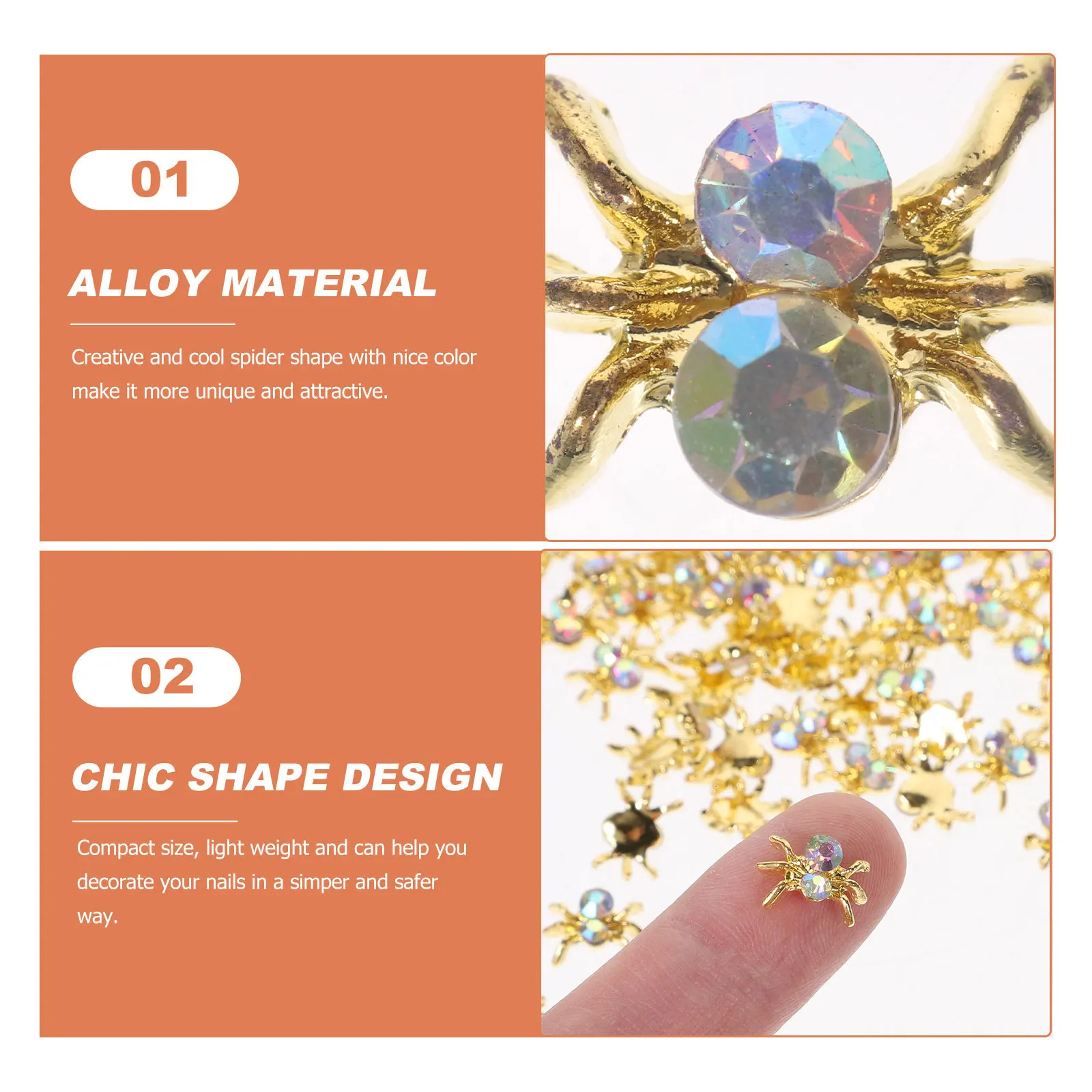 

100 шт., металлические украшения для ногтей в виде паука, сплав, кристаллы, украшения для ногтей для женщин, маникюр, сделай сам, подвески, Хэллоуин, день рождения