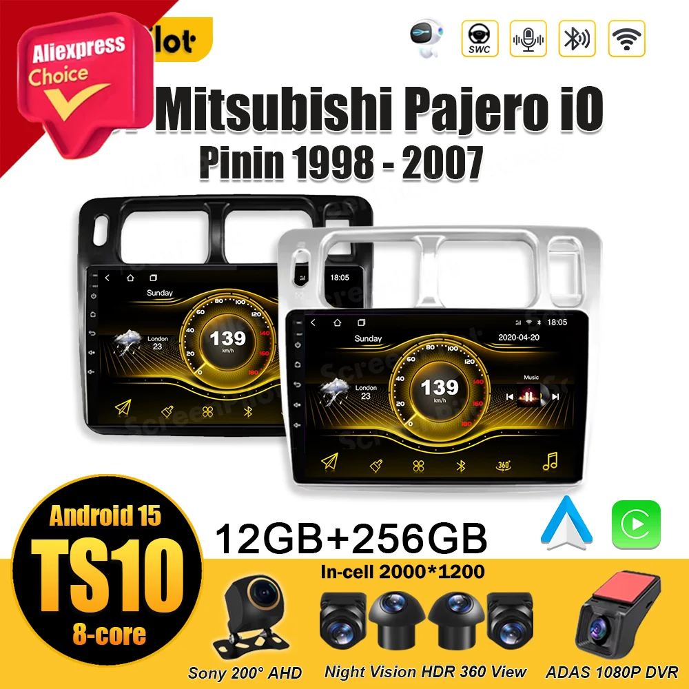 Android 15 для Mitsubishi Pajero IO Pinin 1998-2007 Автомобильный радиоприемник Мультимедийный видеоплеер Android Auto Carplay Сенсорный экран 8-ядерный