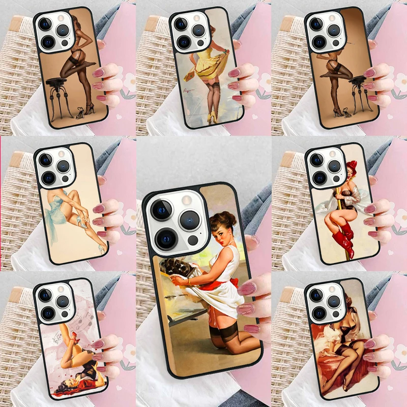 Pin Up Girl Phone Case Cover for iPhone 16 Promax 15 Pro 13 14 Plus 11 12 Mini XR XS MAX Coque