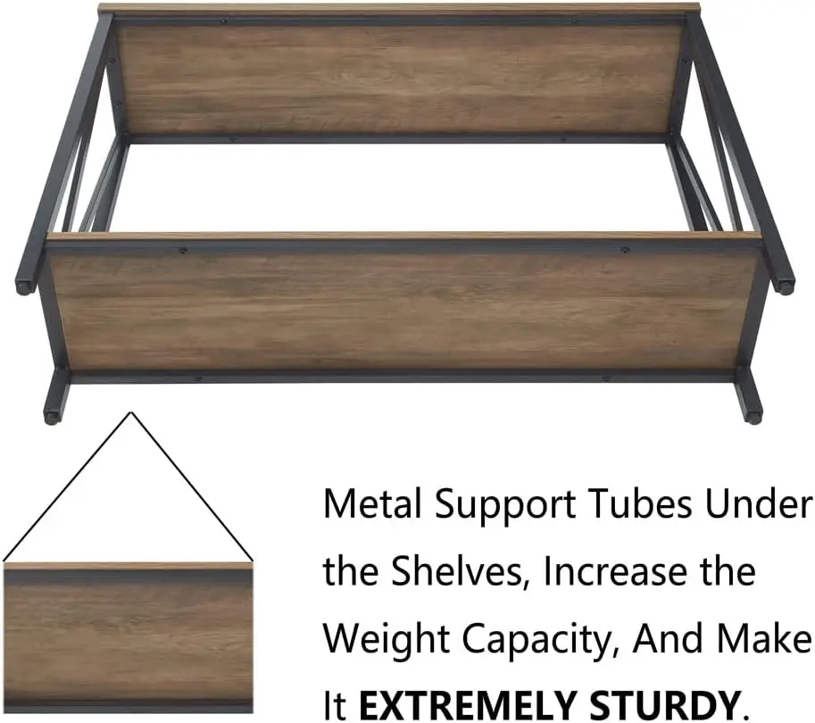 Mesa de entrada retro de 2 niveles con cajón de almacenamiento, 36 mesas de sofá de madera estrechas con patas elegantes y estante abierto para un elegante L