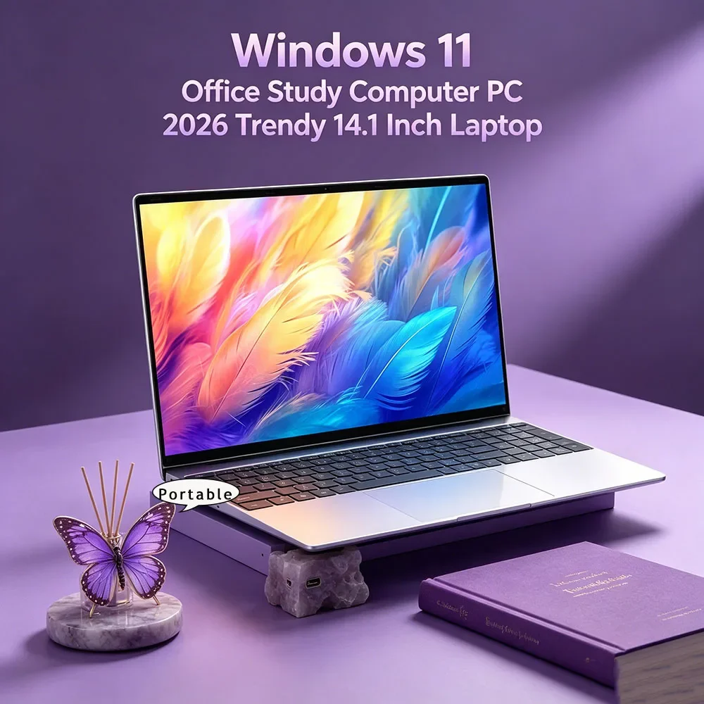 Lightweight 14.1 Inch Fingerprint Unlock Laptop Intel 6500Y 32GB RAM 2TB SSD 5000mAh Windows 11 Business Gaming PC