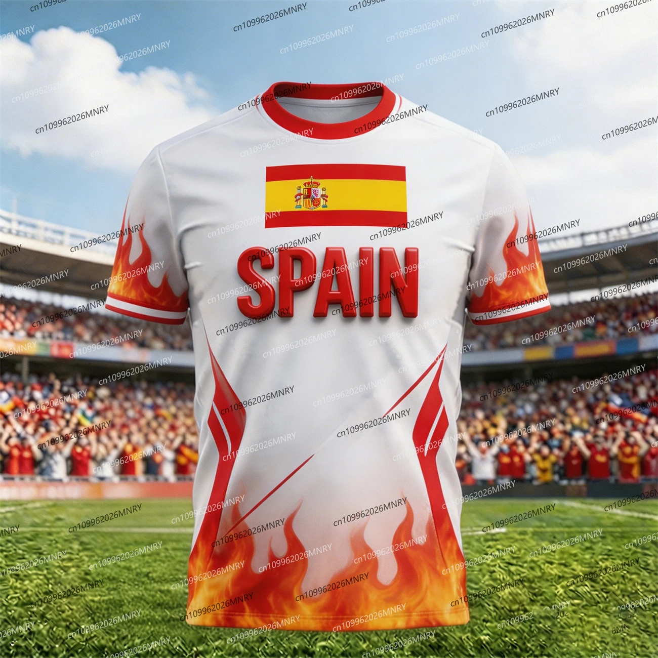 2026 Spain Flag Emblem tshirt Fan Jersey Men T Shirt Spain Soccer Jersey T-shirts For Men Spain Jersey Fashion Men's clothing - view 2