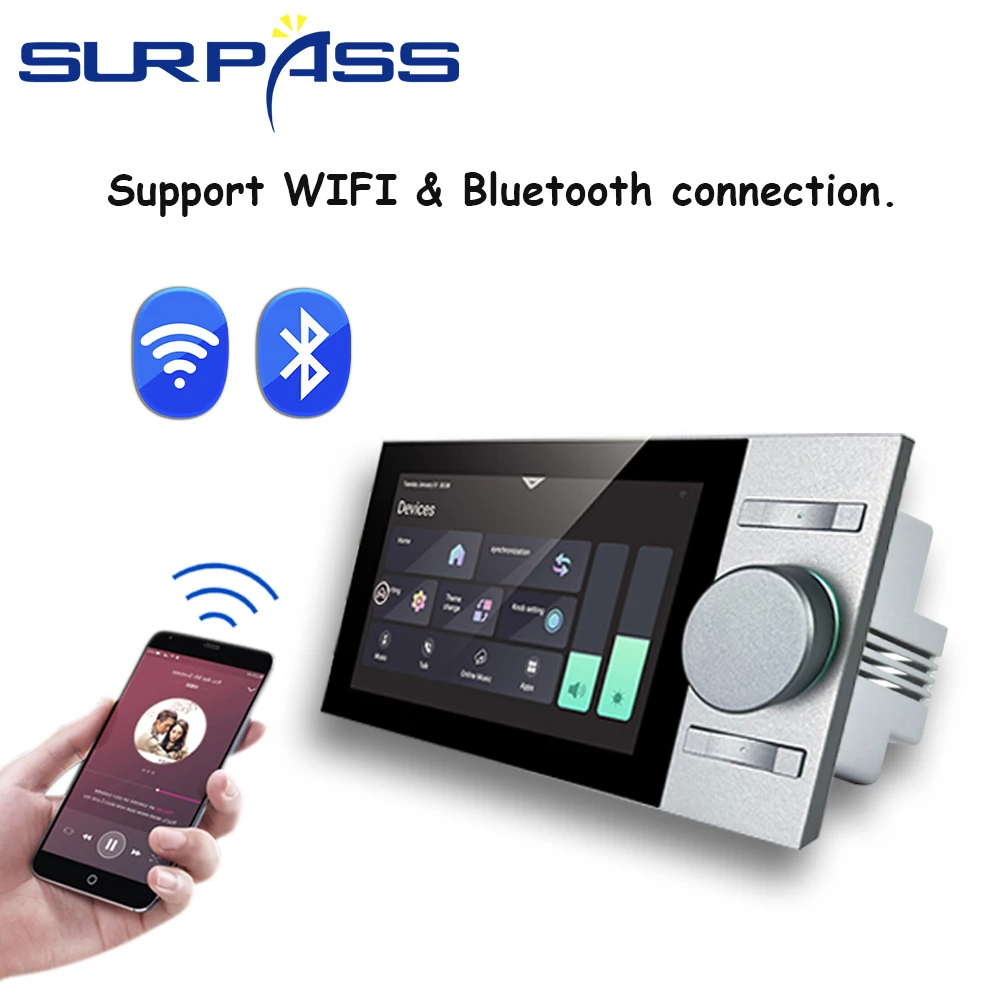 

5.5 inch LAN intercom touch screen Android 8.1 smart home theater with Bluetooth TUYA application control wall mounted amplifier