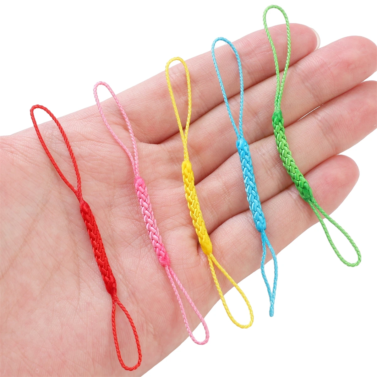 9cm 5pcs artificial silk woven double ended mobile phone rope, mobile phone chain hanging rope, handcrafted DIY production bag h