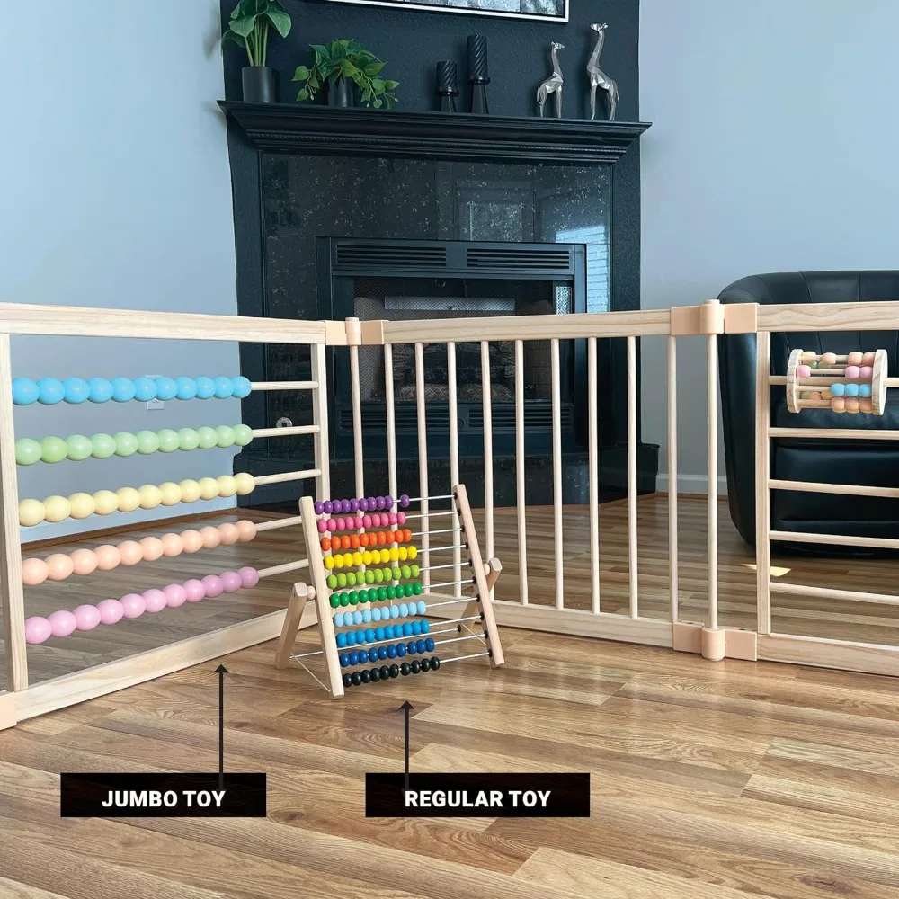 

Wooden Playpen Extra Large for Toddlers and Babies - Foldable, Expandable, Adjustable - 8-10 Panels
