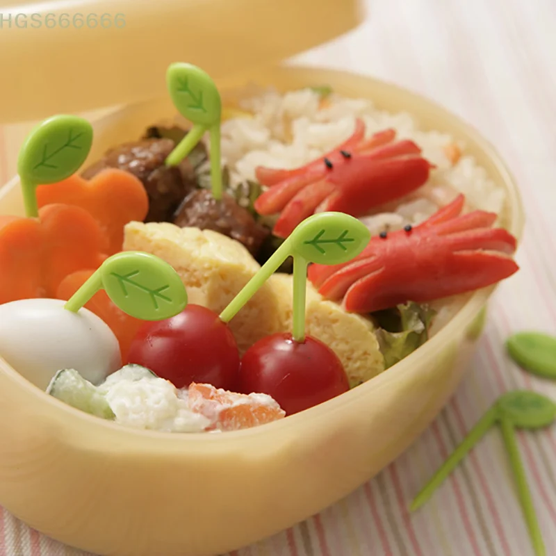 

10pcs/set For Bento Sandwich Leaves Fruit Fork Picks Kids Snack Dessert Decoration Forks Toothpick