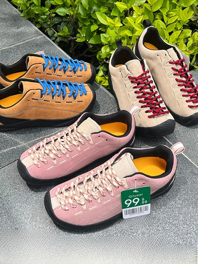 

Leather Breathable Casual Shoes Shock Absorption Outdoor Walking Shoes round Toe Flat Heel Rubber Outsole Comfortable All Season