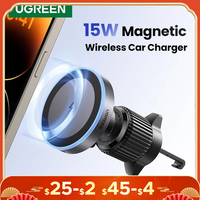 UGREEN Magnetic Car Phone Holder Wireless Charger Stand For iPhone 16 15 14 Pro Max Charging for Magsafe Car Charger LED Light