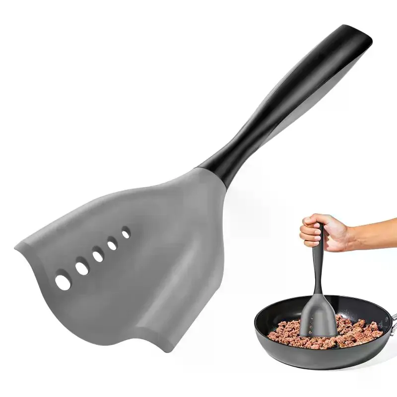 Mince Meat: 2-in-1 Silicone Mincing Spatula Meat Chopper Shredding Oil Filtering Non-Stick Grinder Heat