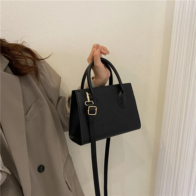 Classic Simple Women Bag Fashion Square Small Handbag Vintage Stone Pattern Lady Crossbody Bag New Trendy Advanced Shoulder Bag