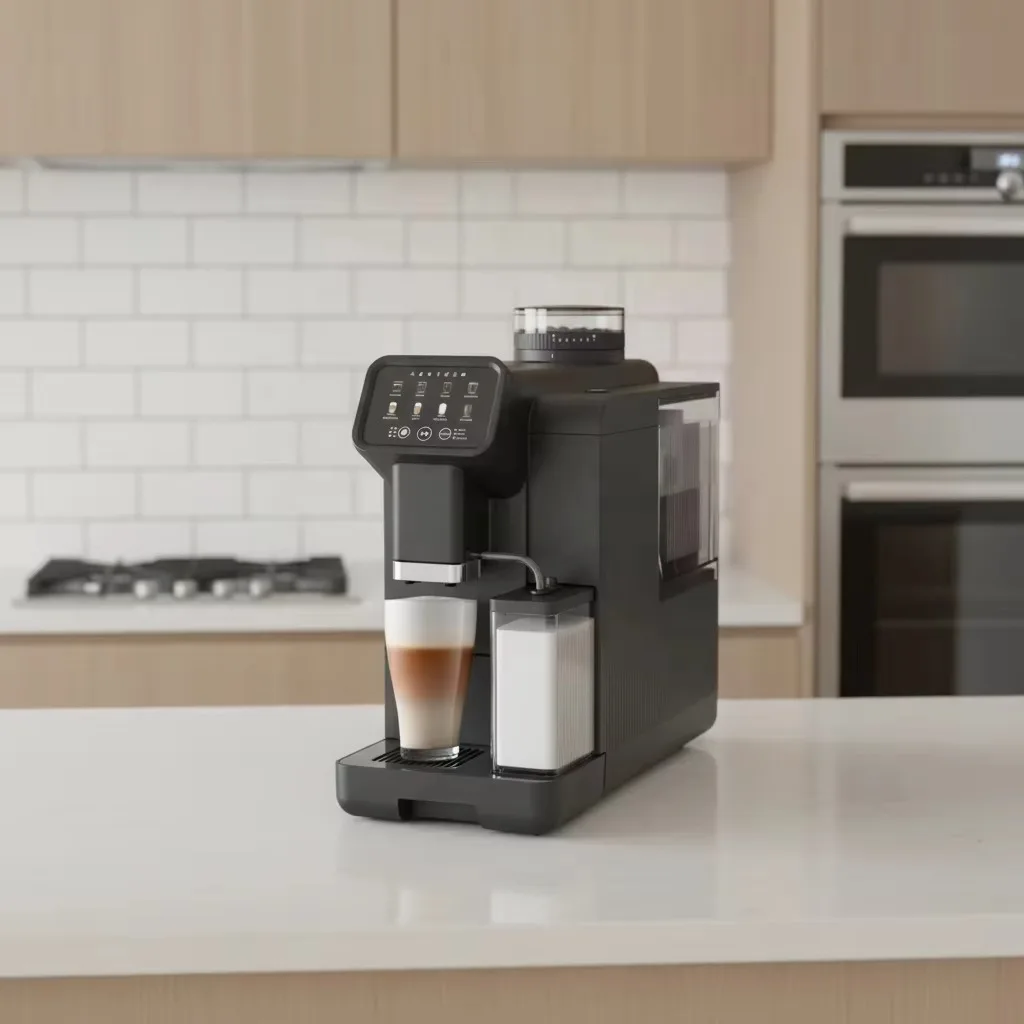 Macchina da Caffè Completamente Automatica da 1450W, Colore e Logo Personalizzabili, Sistema di Autopulizia e Acqua Calda per Hotel e Ristoranti