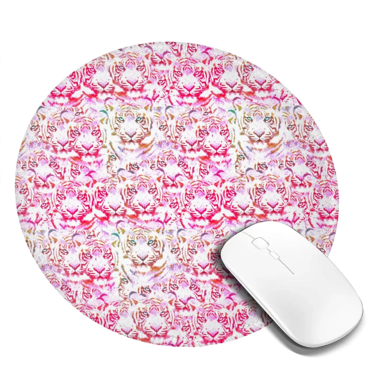 Pink Tiger Face Mouse Pad Abstract Animal Art Graphic Rubber Mousepad For Office Home Computer Soft Vintage Quality Mouse Mats