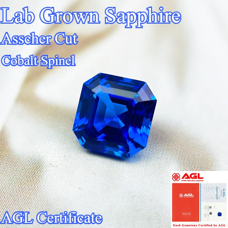 

Hot Sell Lab Grown Sapphire Asscher Cut Cobalt Spinel Multiple Size Top Quality for Diy Jewelry Make Selectable AGL Certificate