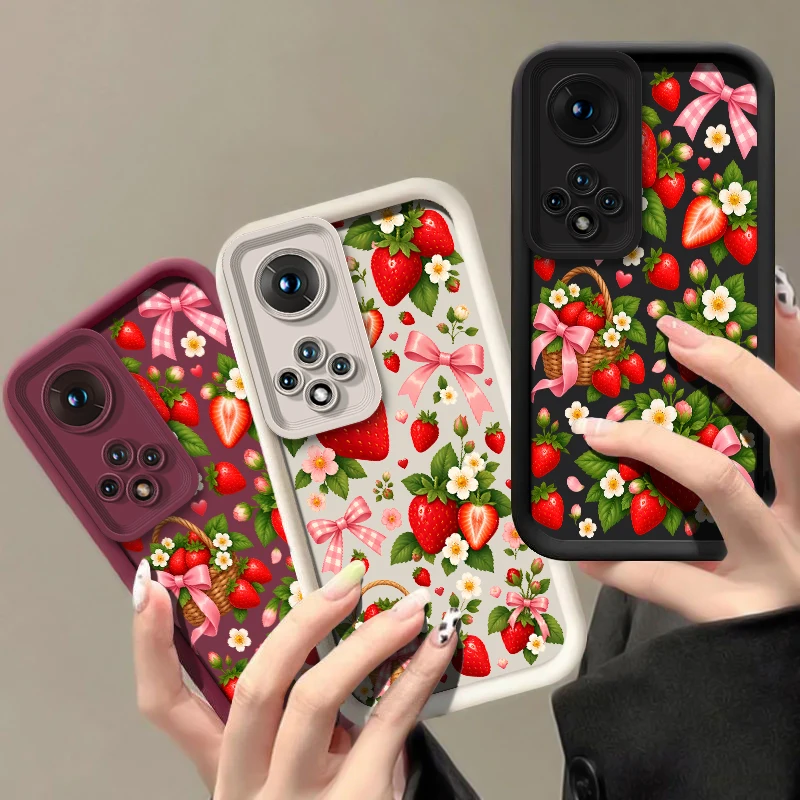 Summer Strawberry Floral Phone Case For Honor 600 400 300 Pro 200 Smart 20S 50 SE 70 90 Lite 9X Pro Lens Protect Soft Cases Capa
