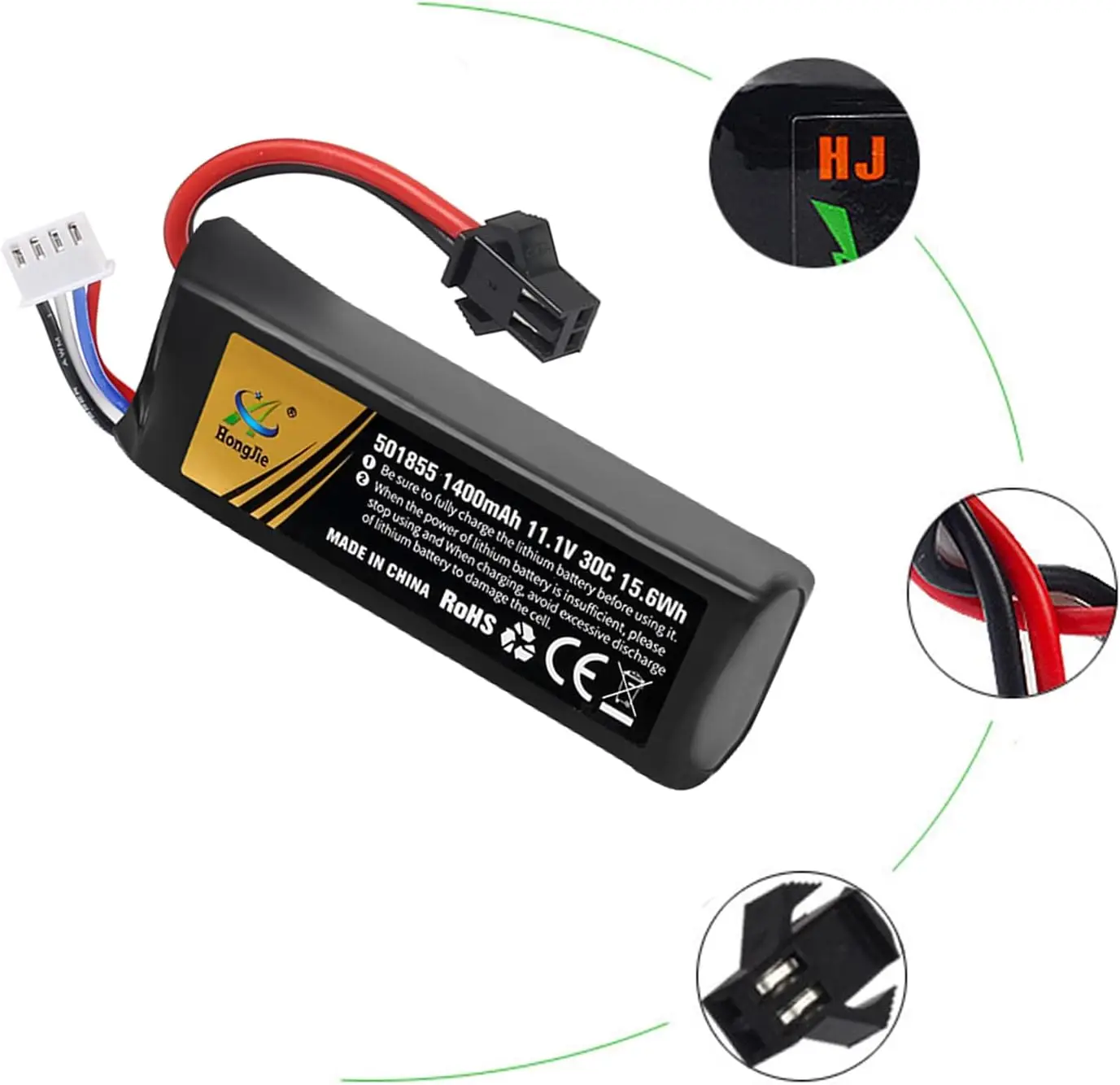 11.1V 1400mAh 30C LiPo Battery drone for Airsoft Guns Airsoft Rifle Model splatrball with USB SM2P to T plug,SM2P to Tamiya plug