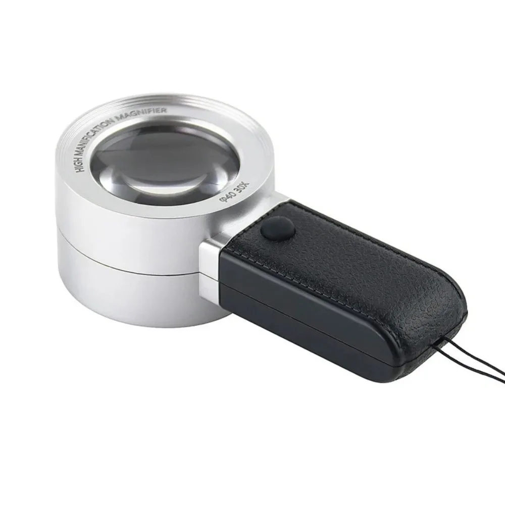 Portable 30X Magnifying Glass with Professional LED Light Double Llayer Optical Glasses Lens Loupe Magnifier Multipurpose