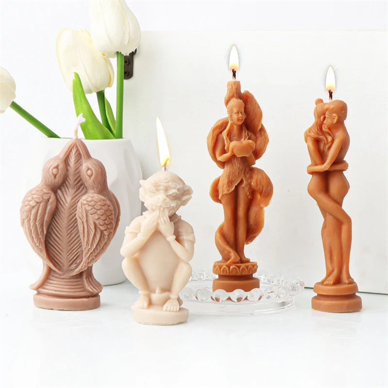 

Humanoid Nine-tailed Fox Silicone Mold DIY Bird Ape Statue Gypsum Candle Soap Making Supplies Mould Human Body Craft Home Decor