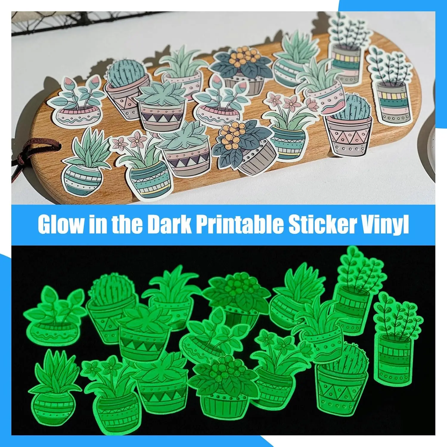 3 stks ESHANG A4-formaat Glow-in-the-Dark Printbare Vinyl Sticker Papier Pack voor Inkjet Printer Niet-waterdichte Glow Sticker Papier