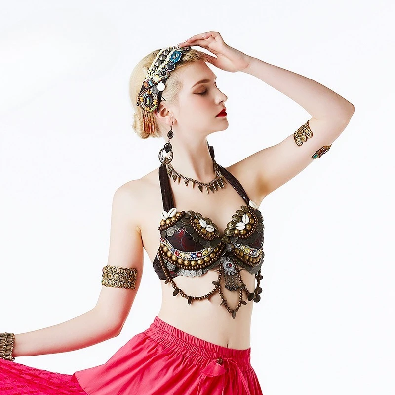 dostosowane biustonosze do tańca brzucha damskie etniczne kostiumy do tańca ATS biustonosze plemienne strój festiwalowy do tańca brzucha