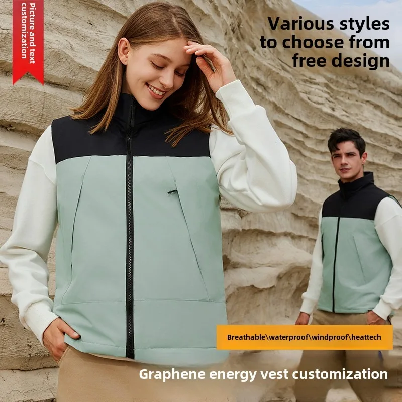 High-end graphene company activity overalls custom logo thickened warm sports down vest running vest