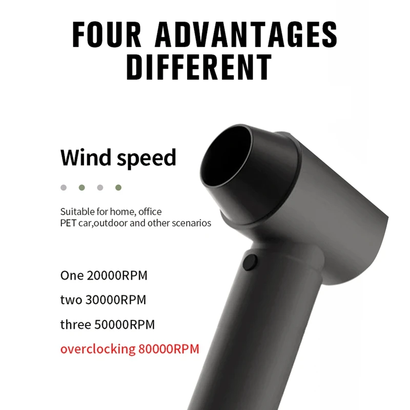 Turbo Jet Fan Violent Blower Mini Turbo Fan 52MM Handheld Brushless Motor 80000RPM 4 Gears Industrial Duct Fan 2500Ma
