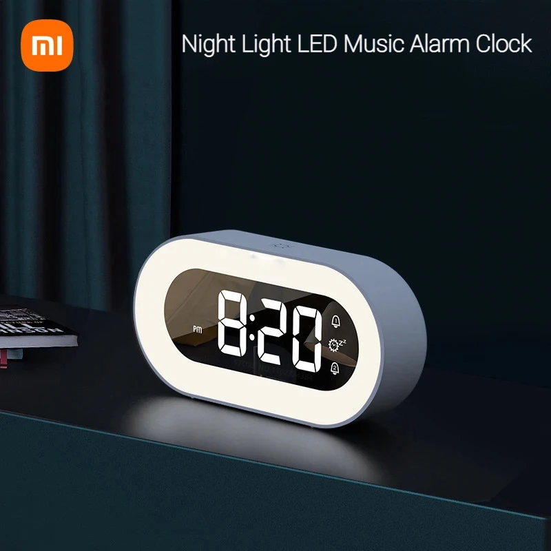 New Xiaomi Music LED Digital Alarm Clock Voice Control Night Light Design Desktop Clocks Home Table Decoration Children\'s Gifts