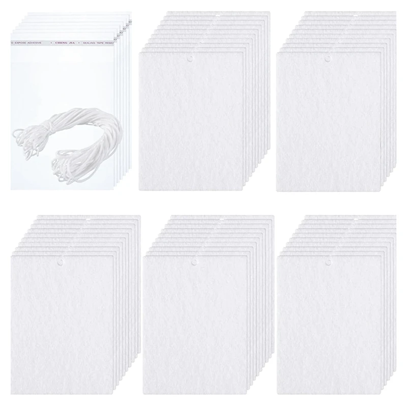 200 Piece Sublimation Air Freshener Sheets Felt Air Freshener Rectangle Fragrant Sheets White Felt For Car Decoration