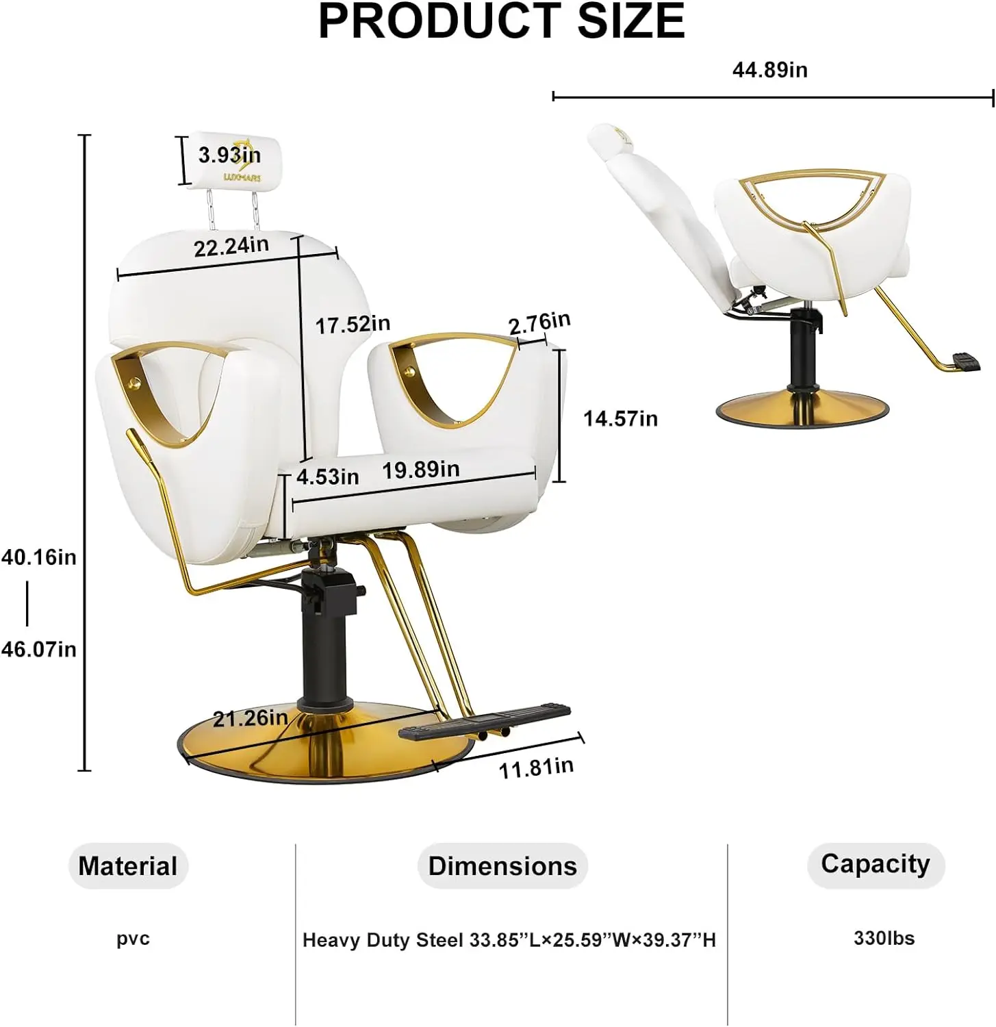 Sedia da barbiere sedia da salone reclinabile idraulica sedia da Styling sedie girevoli girevoli a 360 gradi per parrucchiere da barbiere bianco