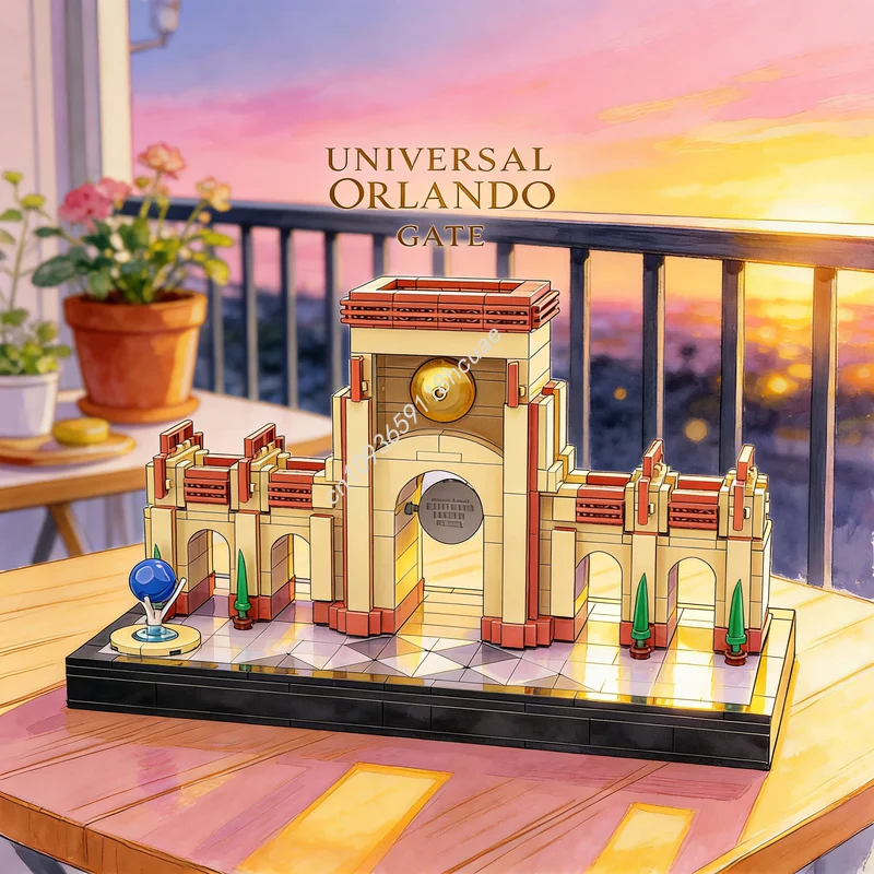 

Набор строительных блоков MOC «Ворота Универсального студио» (716 деталей), модель архитектурного объекта, рождественский подарок, развивающая игрушка, креативная идея, обучающий конструктор