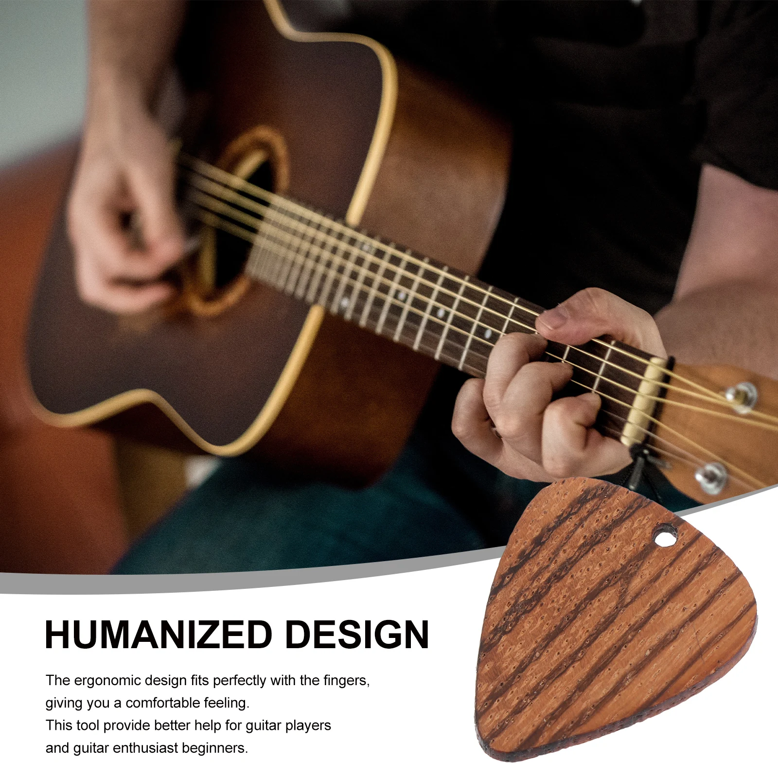 

Wooden Pendant Guitar Finger Picks Accessories for Men Music Instrument Gift Fingertip Natural