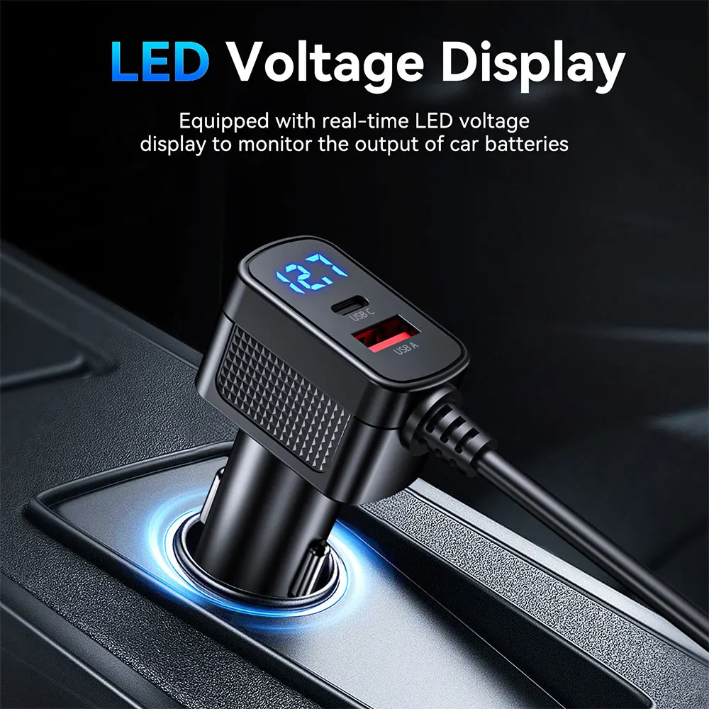 WSDCAM 120 واط 12 فولت/24 فولت تيار مستمر مقبس USB منفذ سيارة ولاعة السجائر الفاصل LED عرض الجهد سيارة شحن سريع