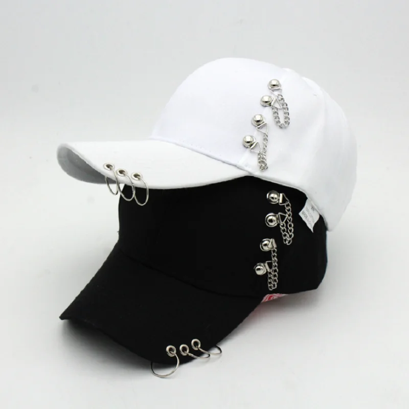 Gorra de béisbol con anillo de perforación, sombrero de papá, Punk, Hip Hop, algodón, informal, sólido, ajustable, Unisex