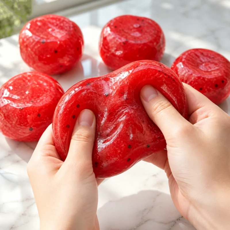 

Handmade Watermelon Slushy Squishy Toy Soft Slow Rebound Stress Relief Squeeze Toy Realistic Fruit Simulation Model Adult Gifts