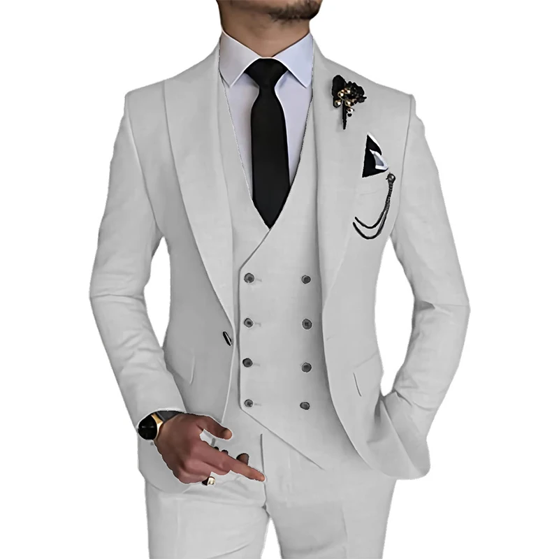 

Business casual men's three piece suit groom suit men's fashion trend men's clothing