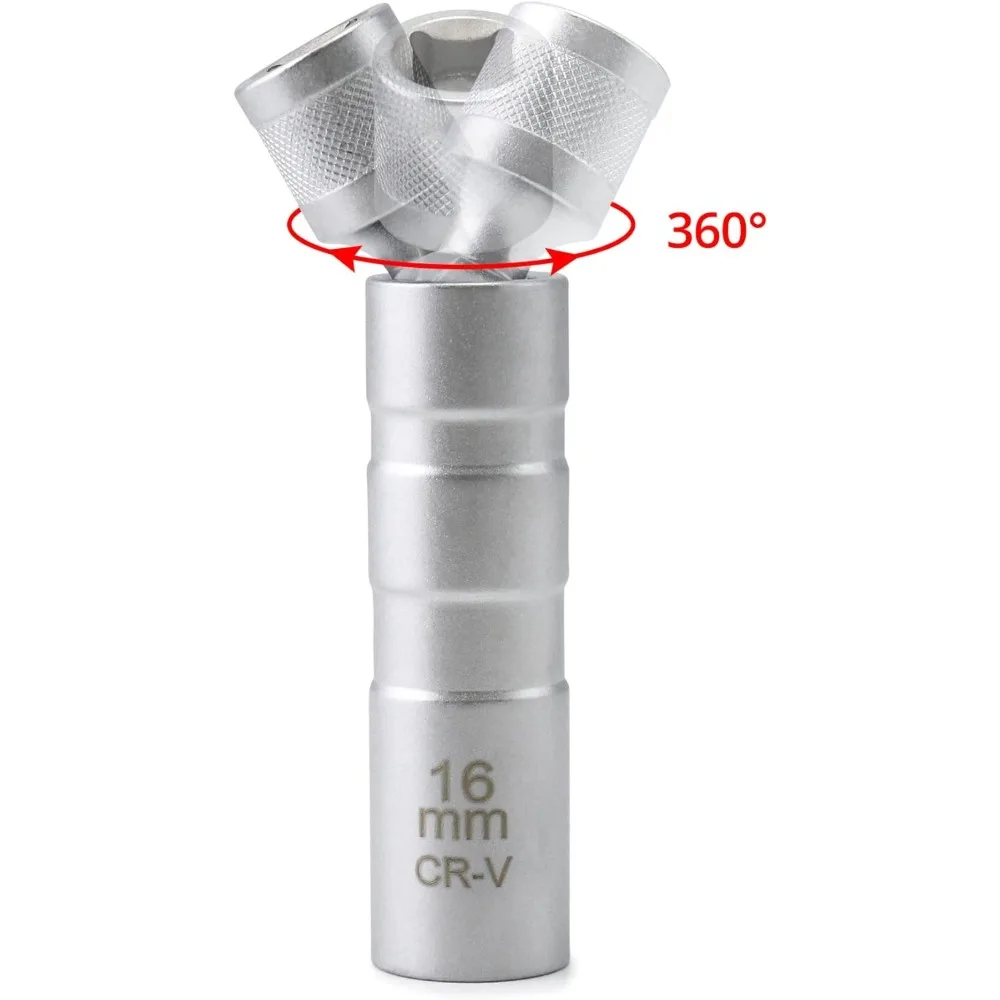 Magnetischer Drehbarer Zündkerzensteckschlüssel Dünnwandiger Magnetischer Rotierender 3/8-Zoll-Antrieb 12-Punkt Zündkerzensteckschlüssel Ausbauwerkzeug 14 16 18 21mm – Detail 2