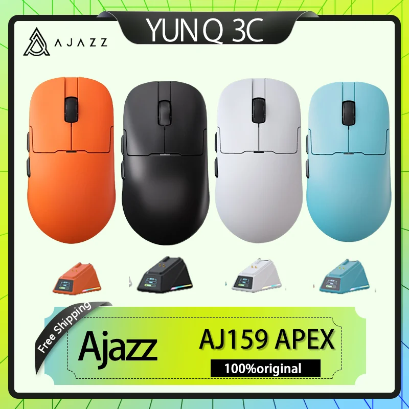 

Ajazz Aj159 Apex E-Sports игровая мышь Bluetooth три режима 8k Paw3395 RGB беспроводная мышь с зарядной базой подарочные аксессуары