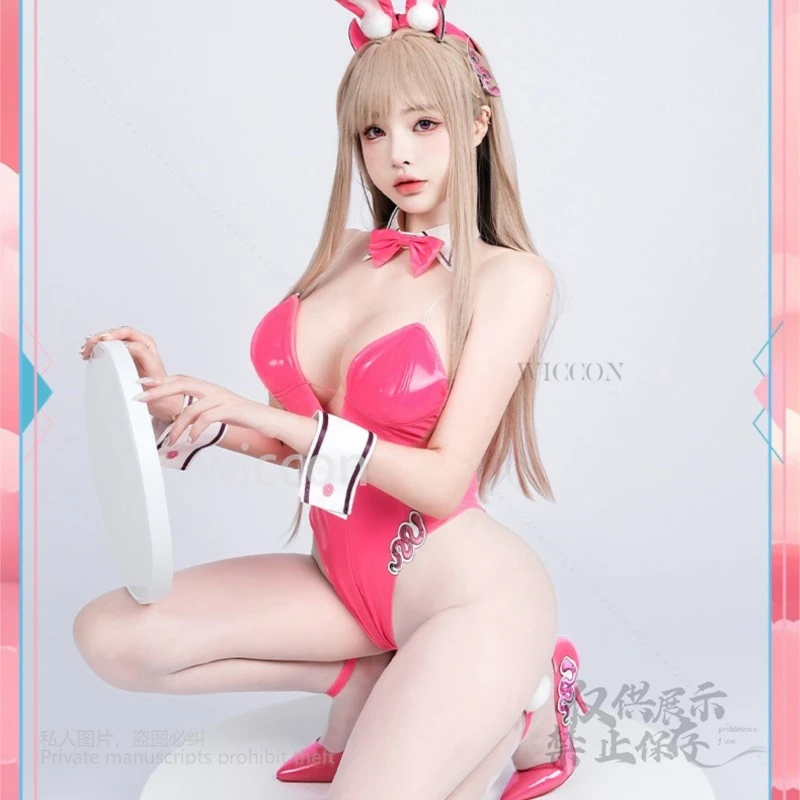 애니메이션 게임 NIKKE 귀여운 승리의 여신 앨리스 토끼 소녀 코스프레 의상 섹시한 점프 슈트 가발 여성 매력적인 파티 할로윈