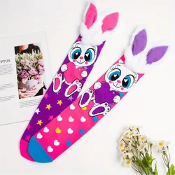 1 pair of trendy cartoon rabbit children's high socks, girls' knee socks, suitable for all seasons